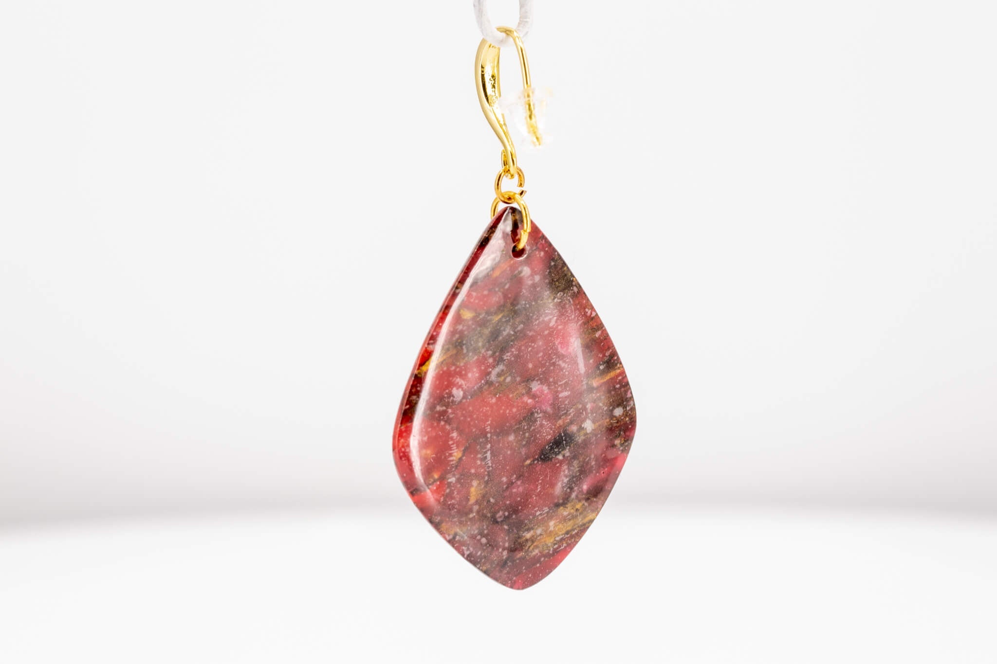 Crimson Stone Polymer Clay Earrings - Pearl Moon Creations