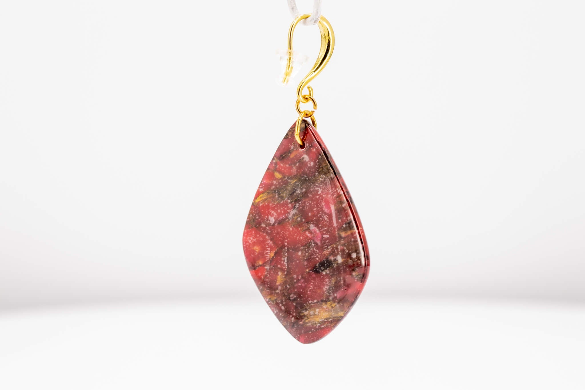 Crimson Stone Polymer Clay Earrings - Pearl Moon Creations