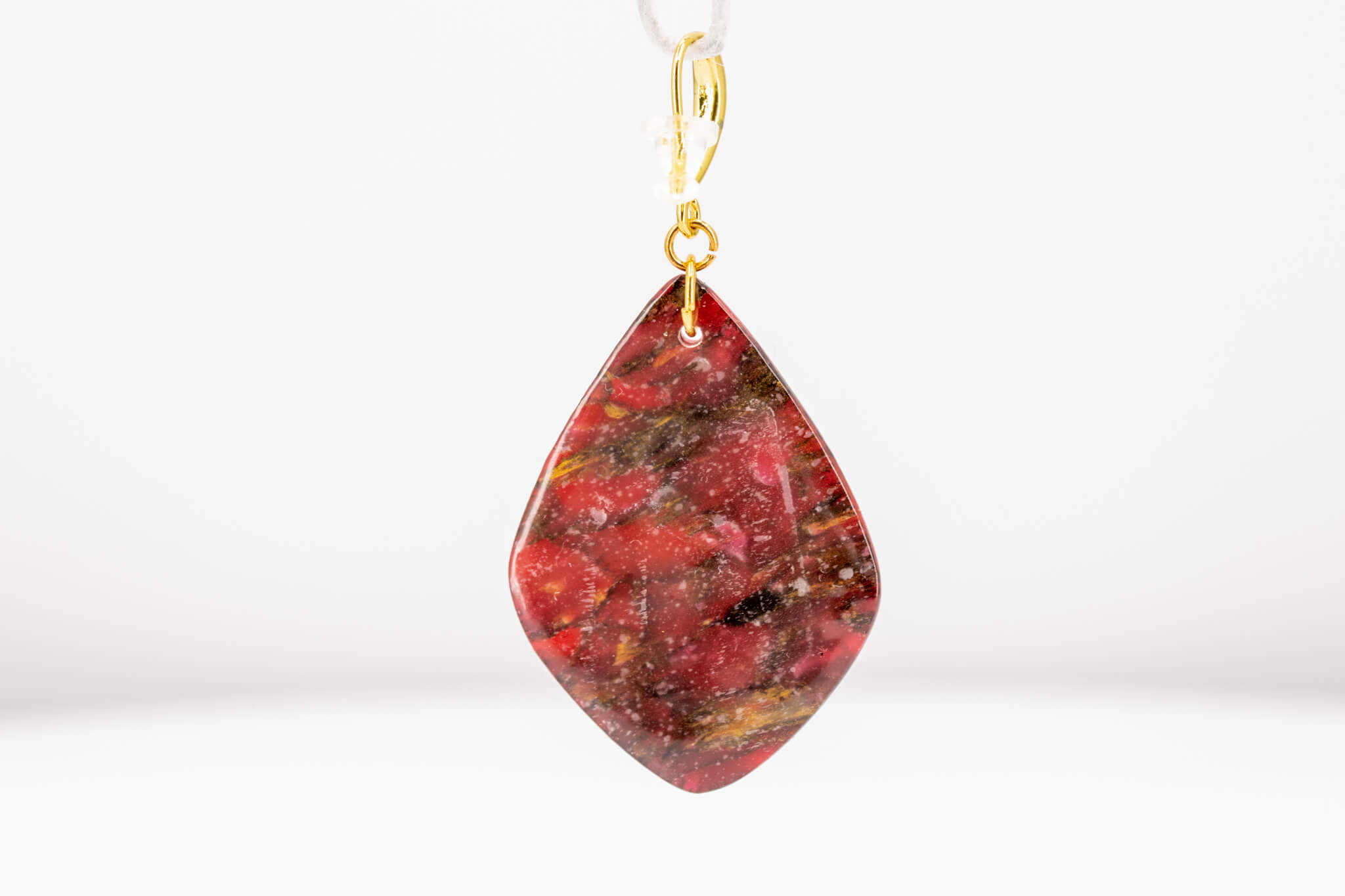 Crimson Stone Polymer Clay Earrings - Pearl Moon Creations