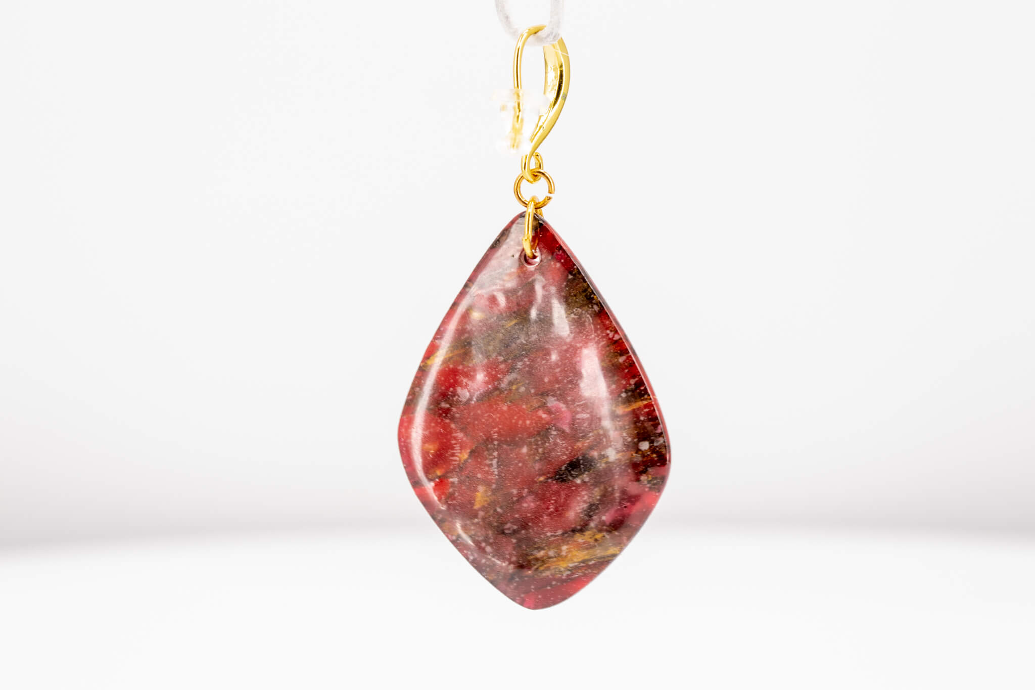 Crimson Stone Polymer Clay Earrings - Pearl Moon Creations