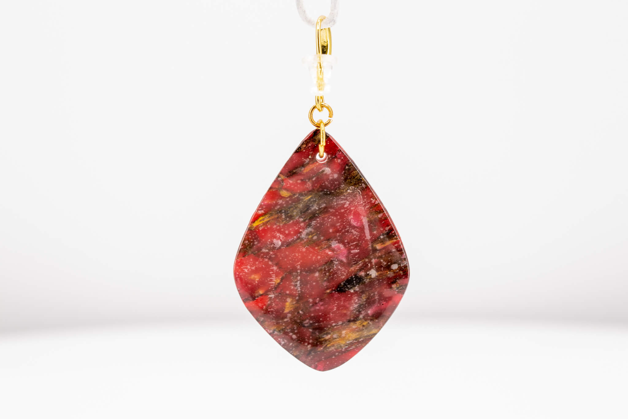 Crimson Stone Polymer Clay Earrings - Pearl Moon Creations