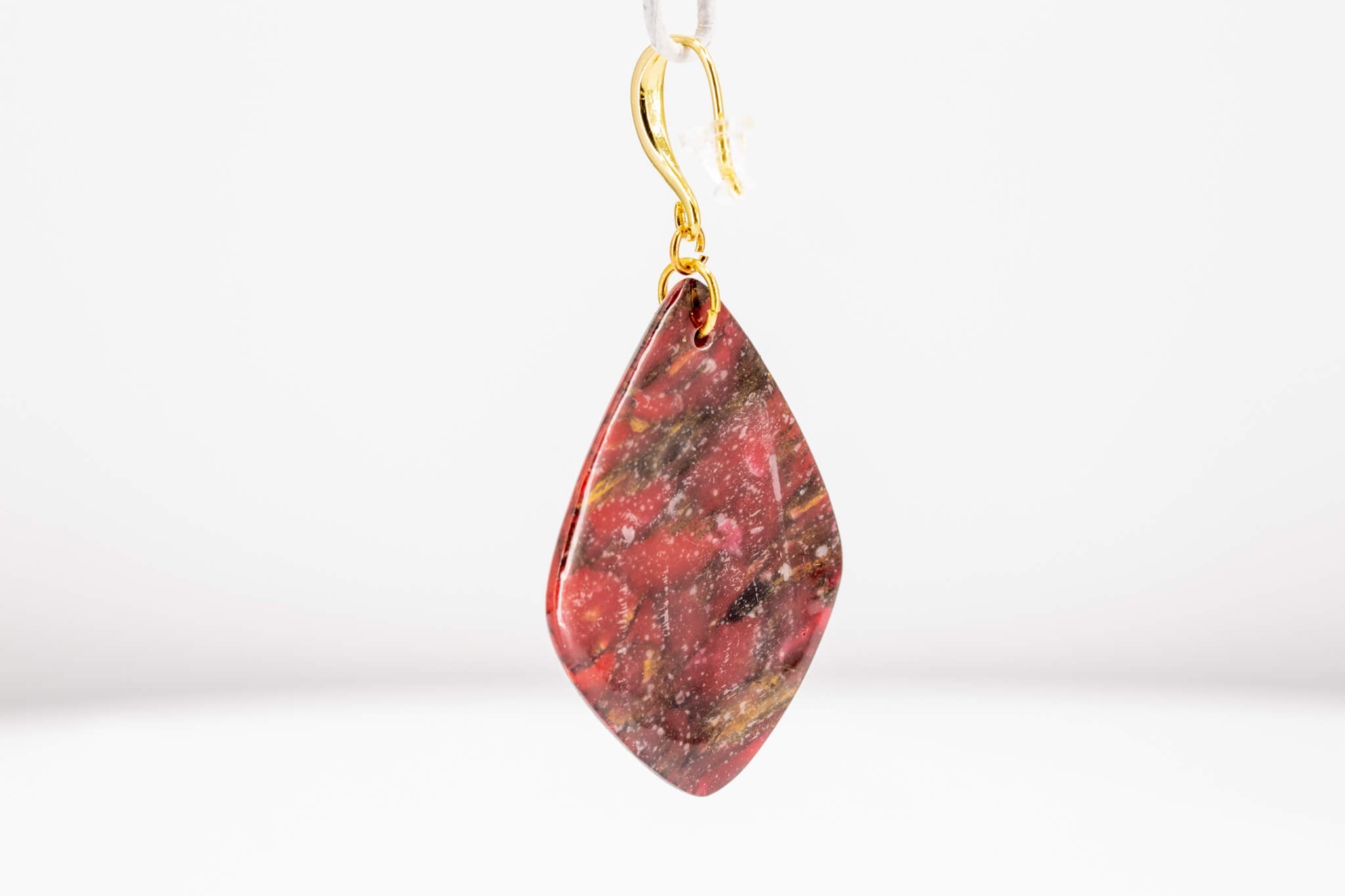 Crimson Stone Polymer Clay Earrings - Pearl Moon Creations