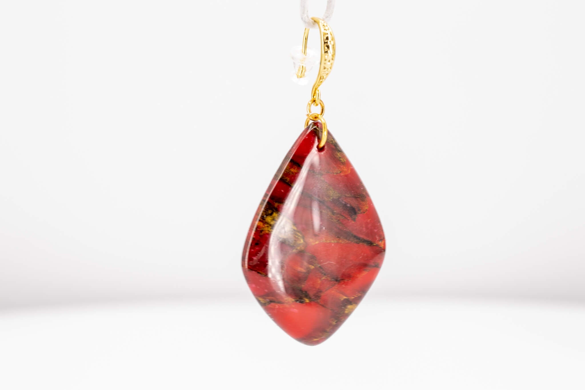 Crimson Stone Polymer Clay Earrings - Pearl Moon Creations