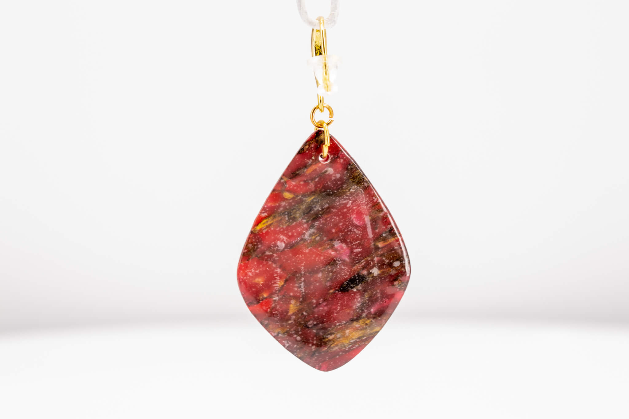 Crimson Stone Polymer Clay Earrings - Pearl Moon Creations