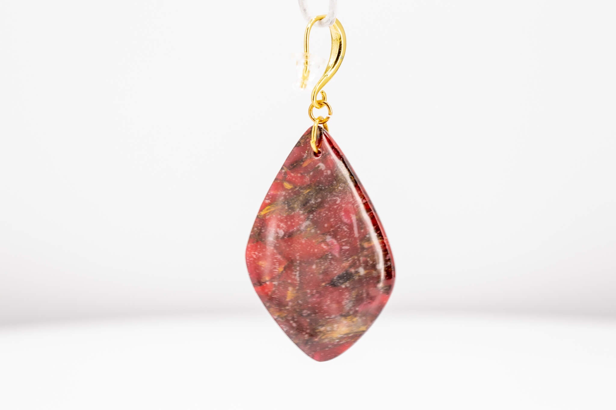 Crimson Stone Polymer Clay Earrings - Pearl Moon Creations