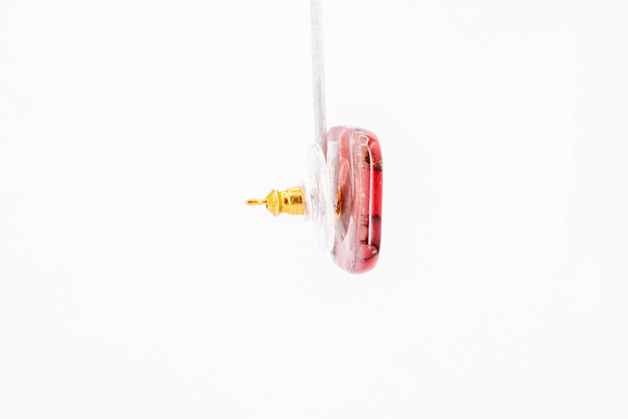 Crimson Stone Square Studs - Pearl Moon Creations
