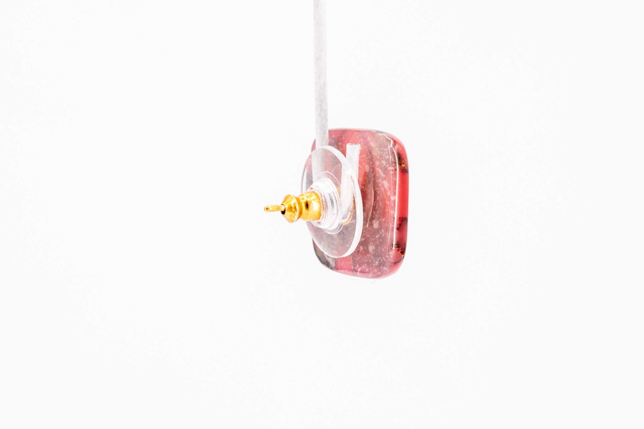 Crimson Stone Square Studs - Pearl Moon Creations