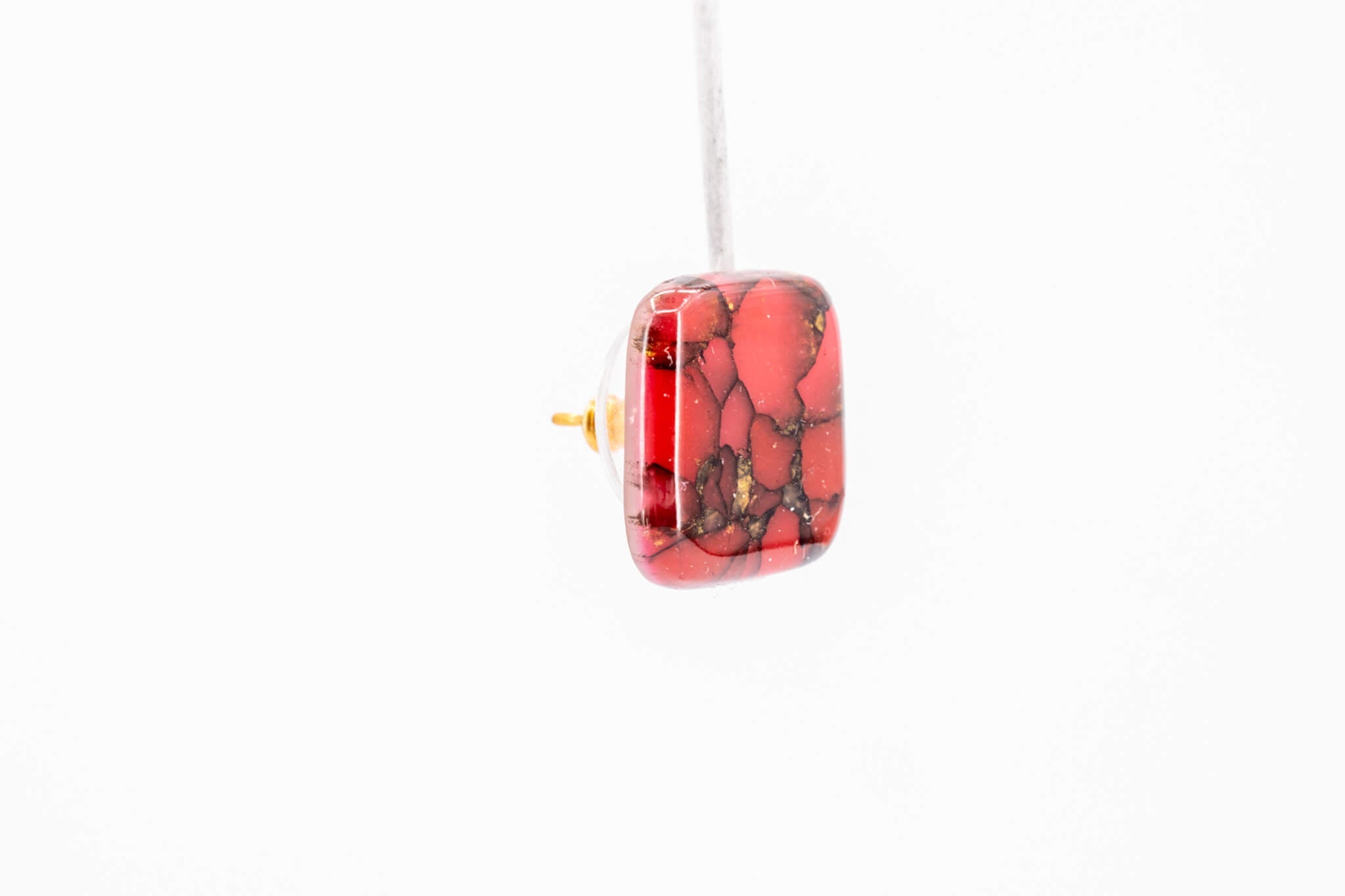 Crimson Stone Square Studs - Pearl Moon Creations