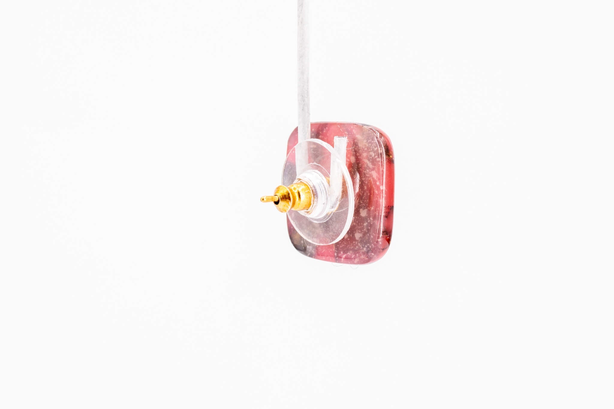 Crimson Stone Square Studs - Pearl Moon Creations