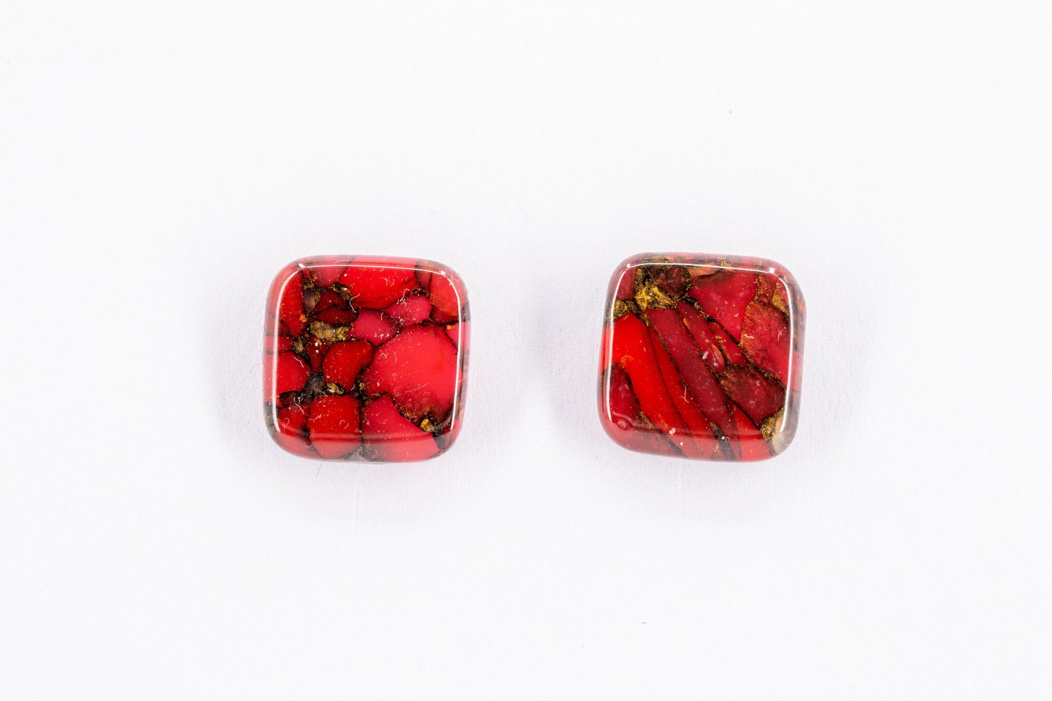 Crimson Stone Square Studs - Pearl Moon Creations