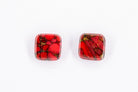 Crimson Stone Square Studs - Pearl Moon Creations