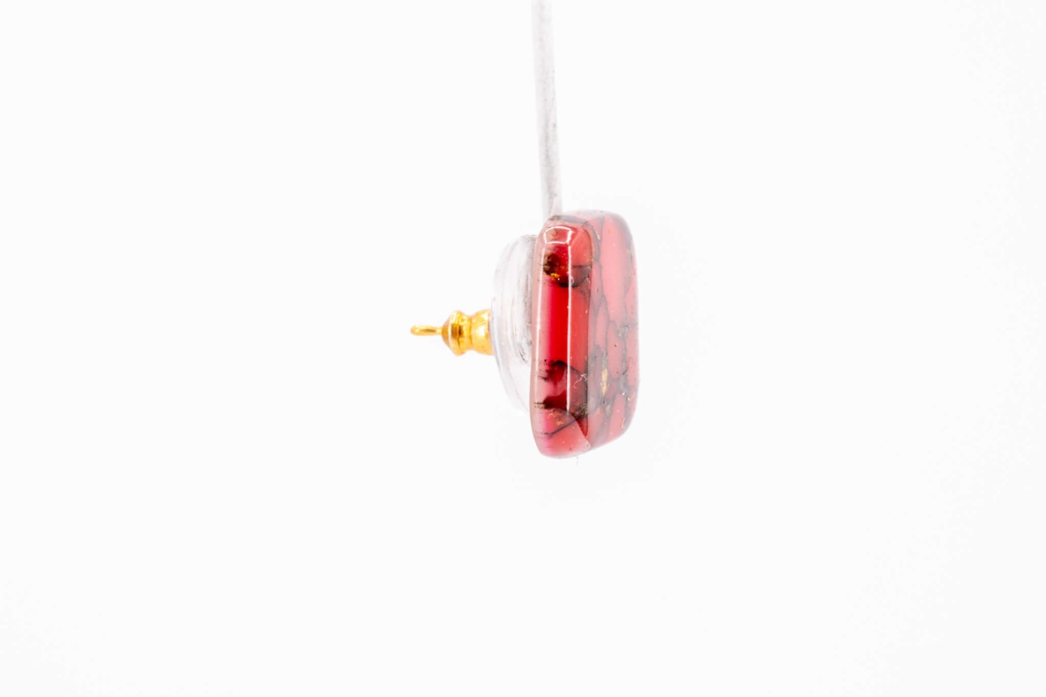Crimson Stone Square Studs - Pearl Moon Creations