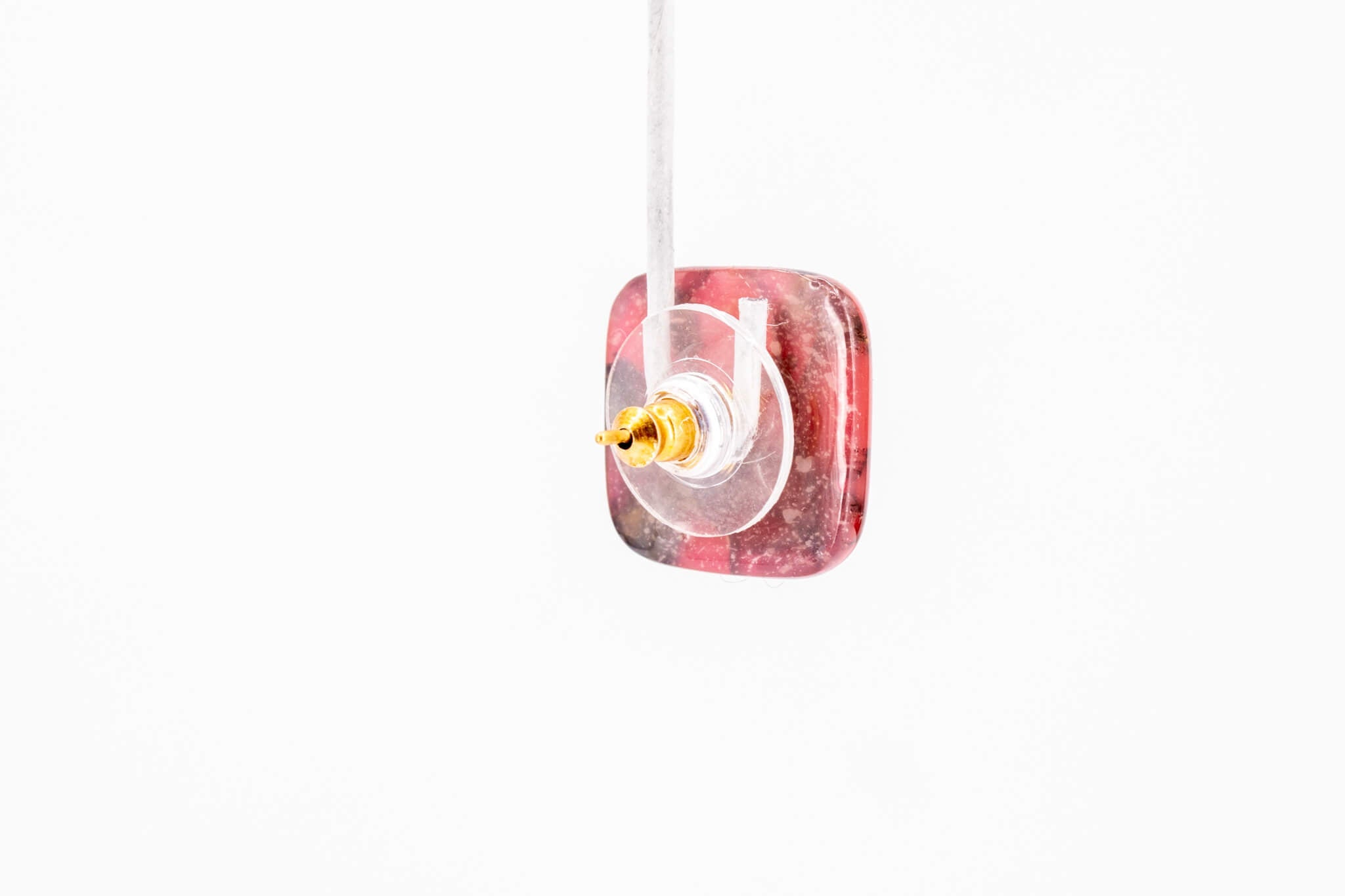 Crimson Stone Square Studs - Pearl Moon Creations