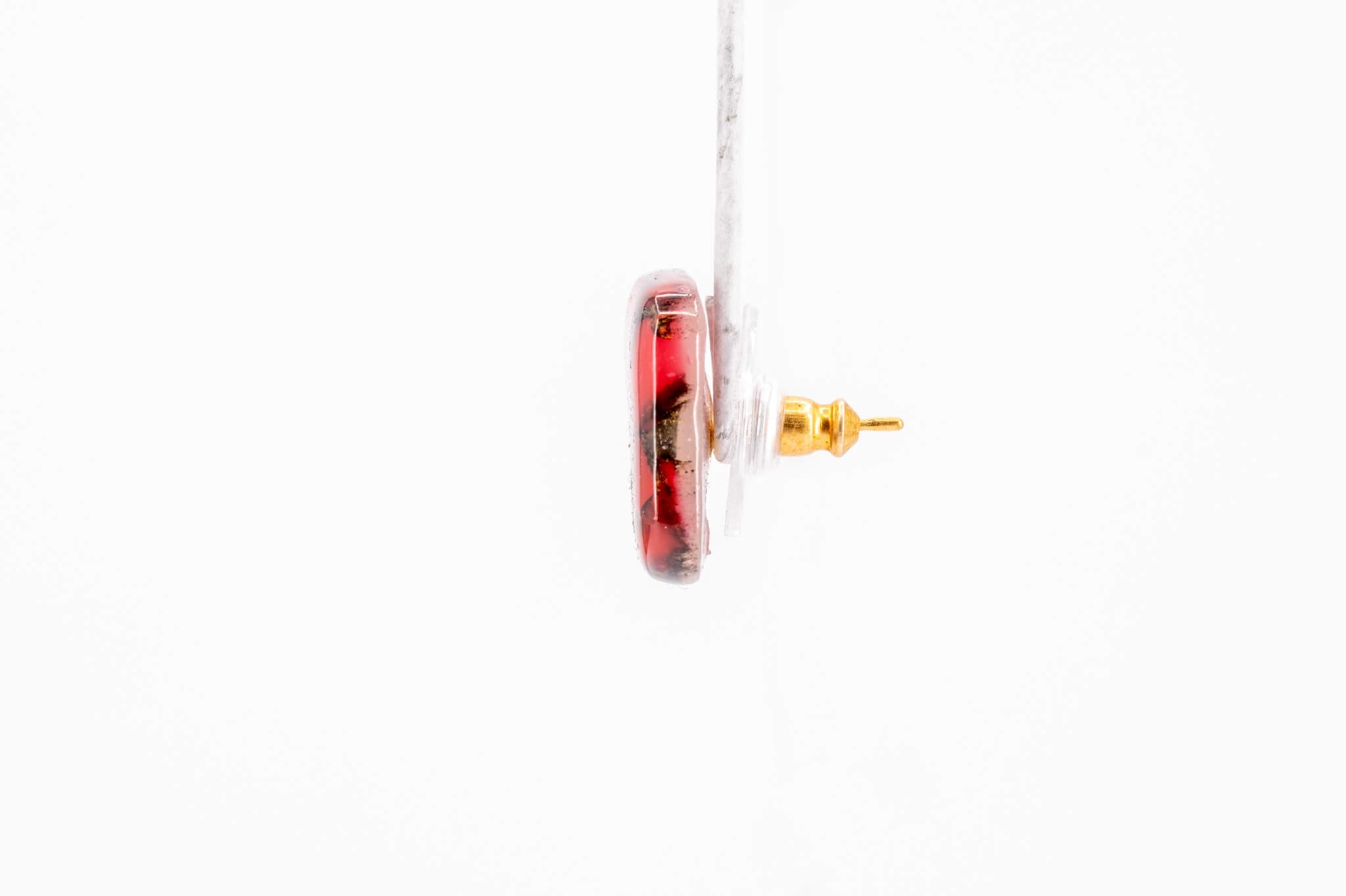 Crimson Stone Square Studs - Pearl Moon Creations