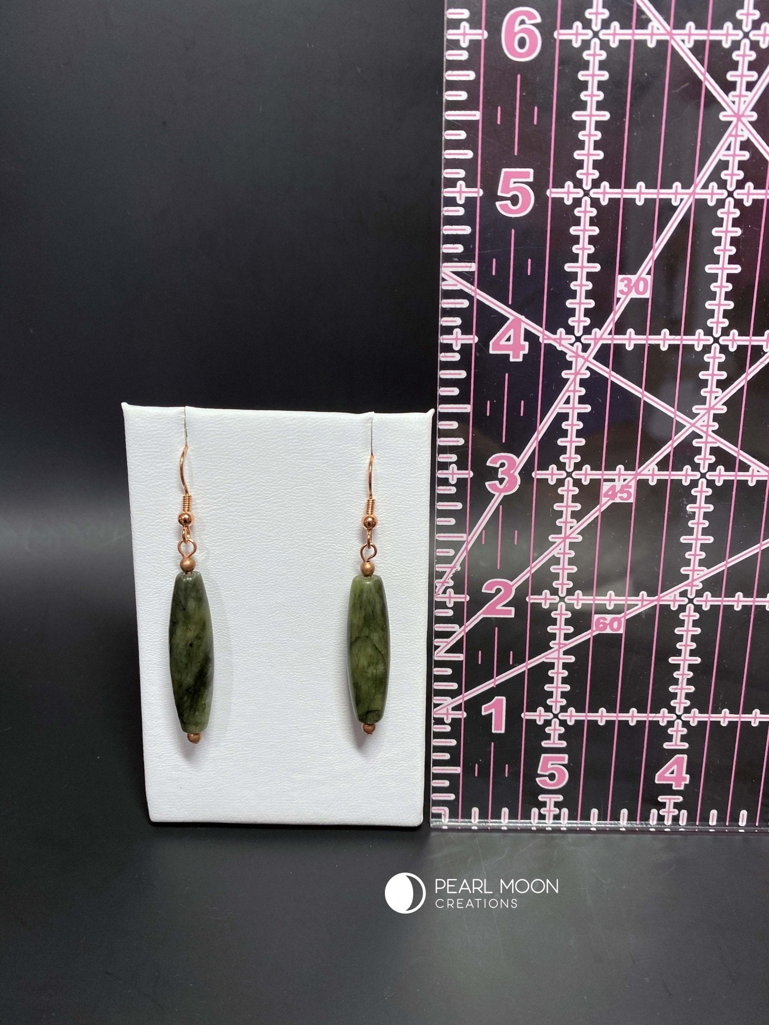 Dark Green Serpentine Earrings - Pearl Moon Creations