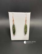 Dark Green Serpentine Earrings - Pearl Moon Creations