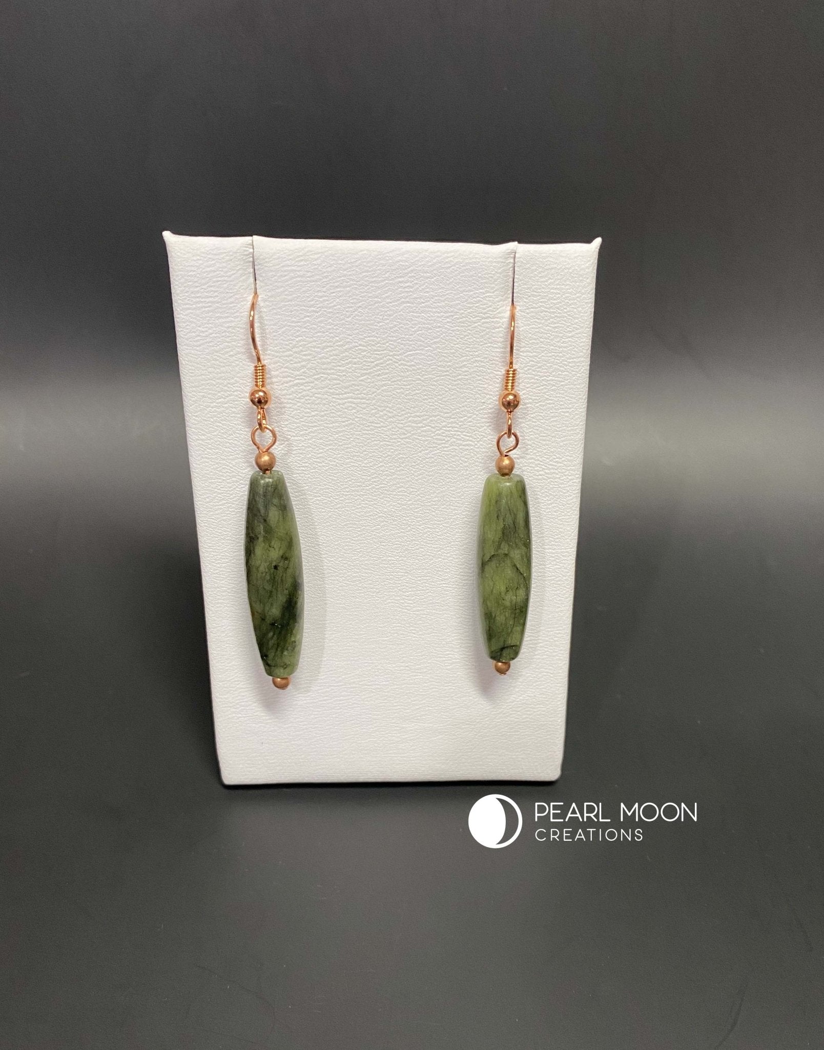 Dark Green Serpentine Earrings - Pearl Moon Creations