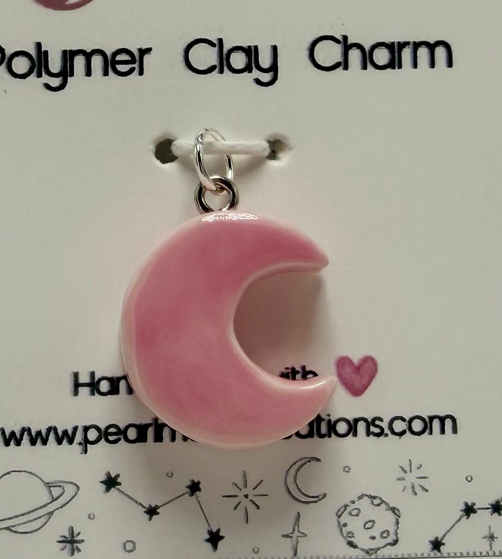 Faux Ceramic Clay Moon charm - Pearl Moon Creations