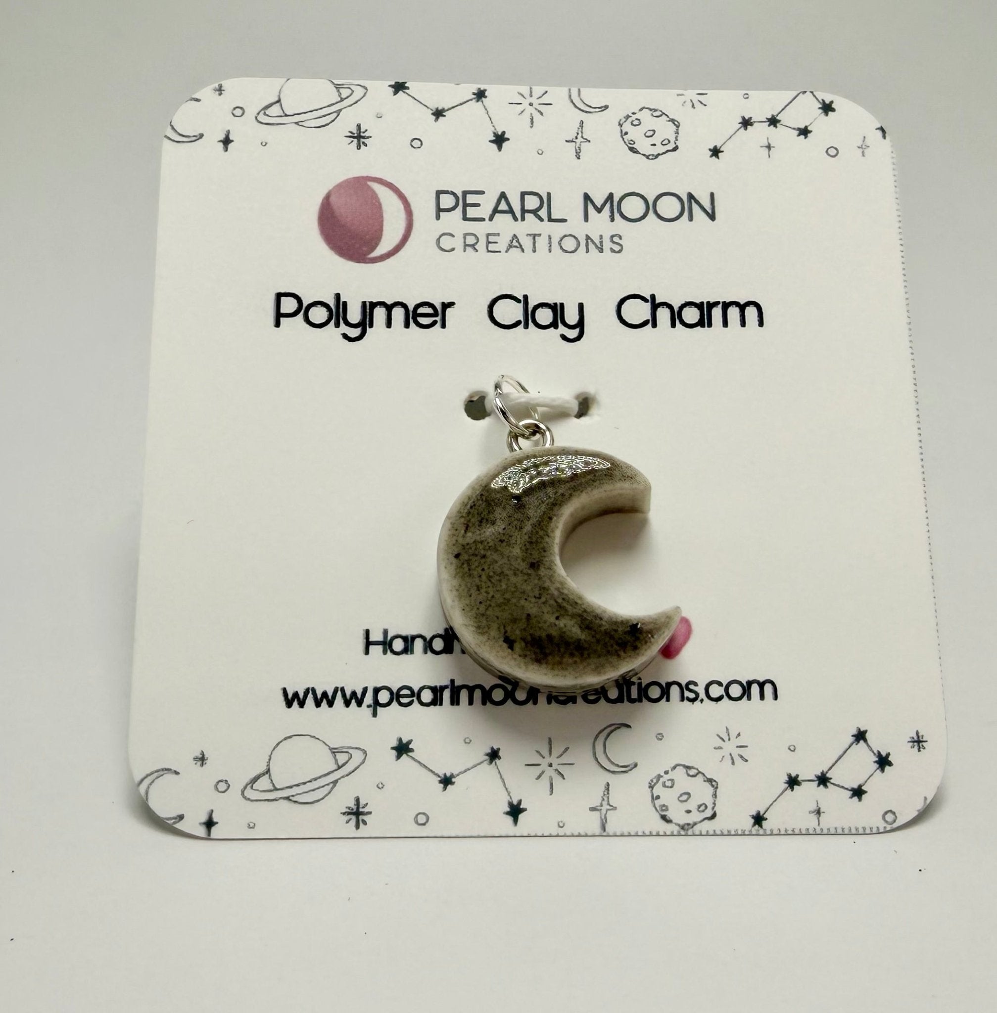 Faux Ceramic Clay Moon charm - Pearl Moon Creations