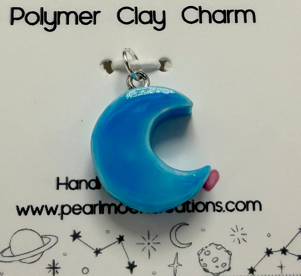 Faux Ceramic Clay Moon charm - Pearl Moon Creations