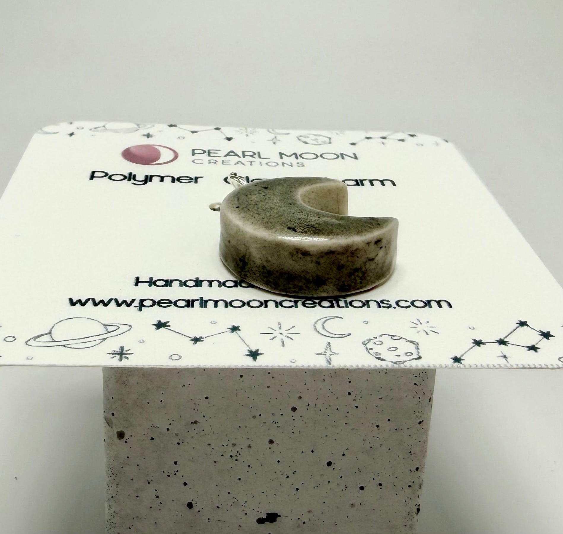 Faux Ceramic Clay Moon charm - Pearl Moon Creations