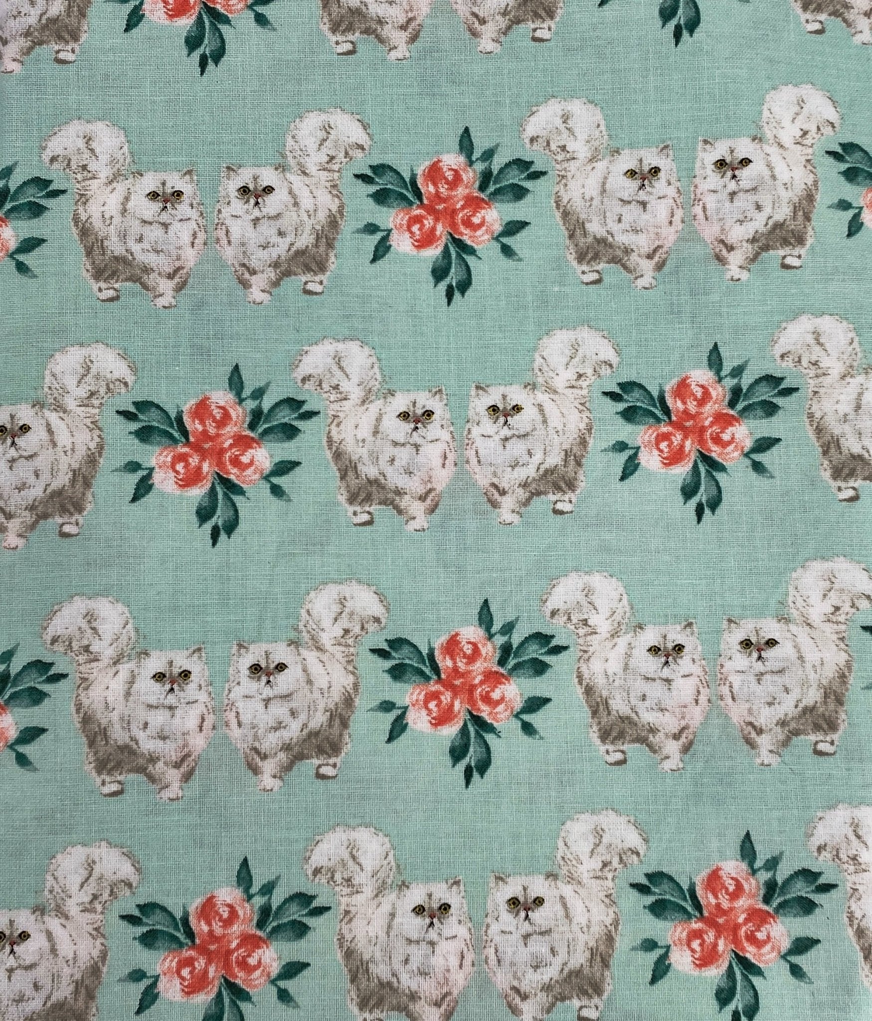 Floral Persian Cat Fabric - Pearl Moon Creations