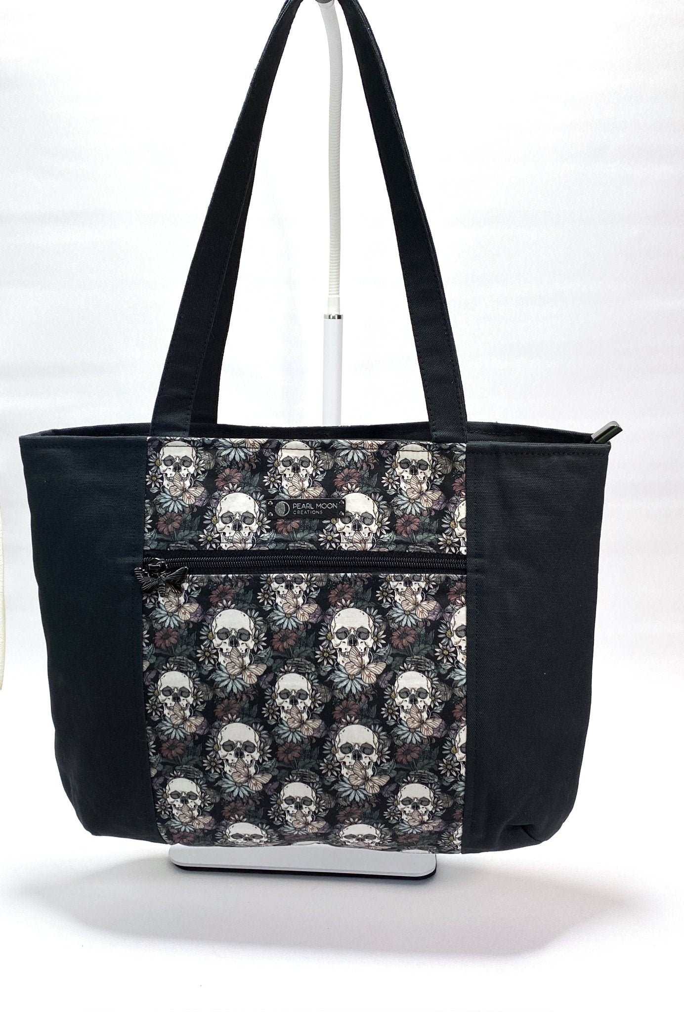 Floral Skull Pelican Tote Bag - Pearl Moon Creations
