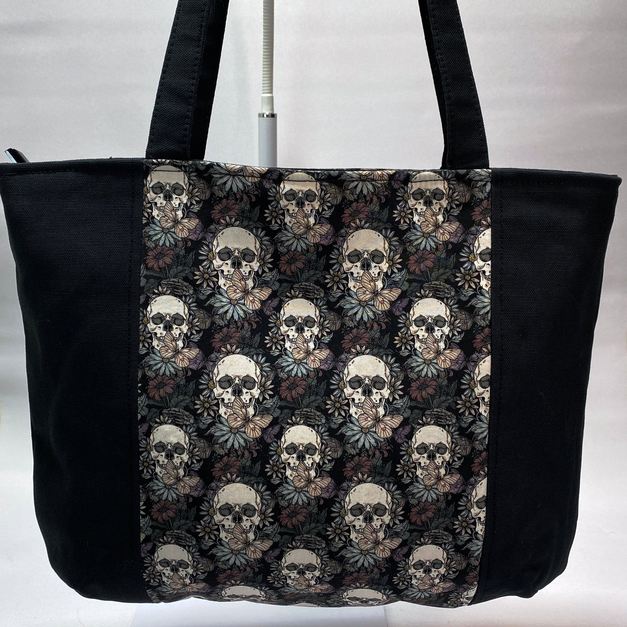 Floral Skull Pelican Tote Bag - Pearl Moon Creations