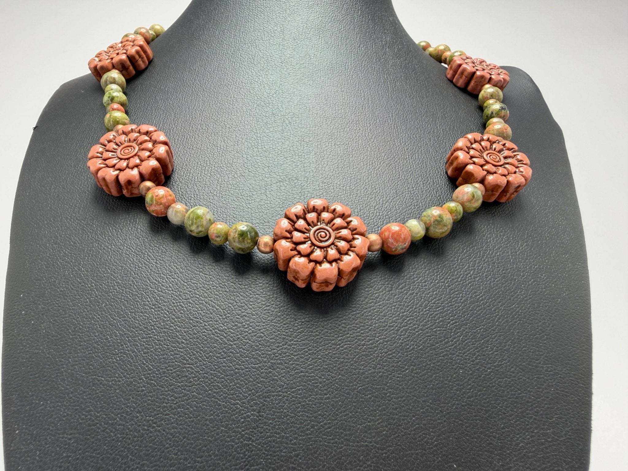 Flower Beaded Boho Necklace - Pearl Moon Creations
