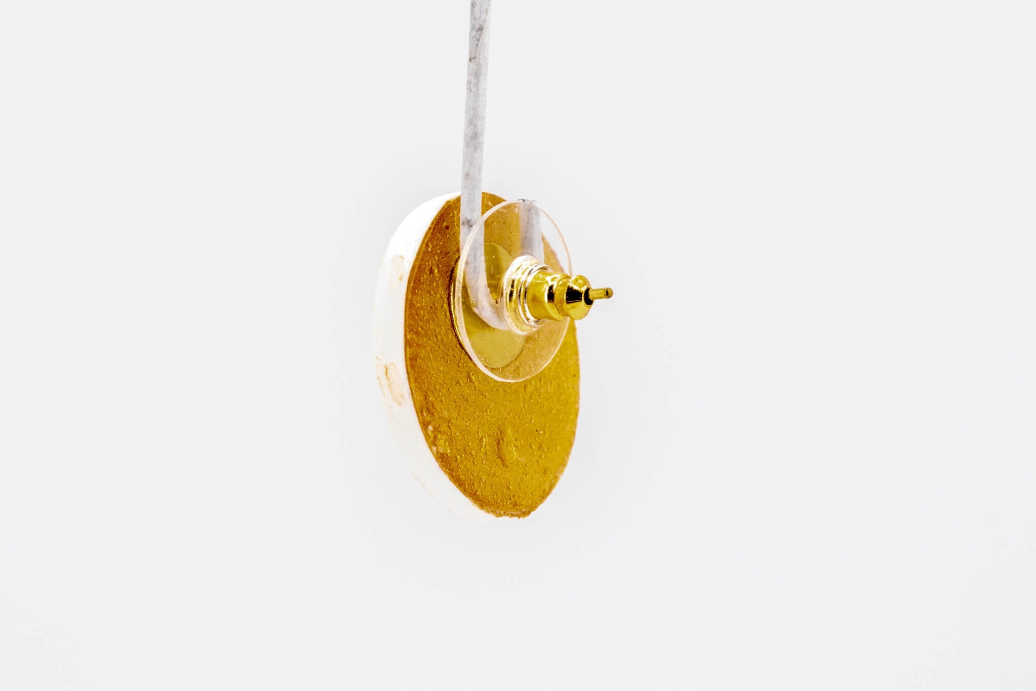 Gold Polka Dot Circle Earrings - Pearl Moon Creations