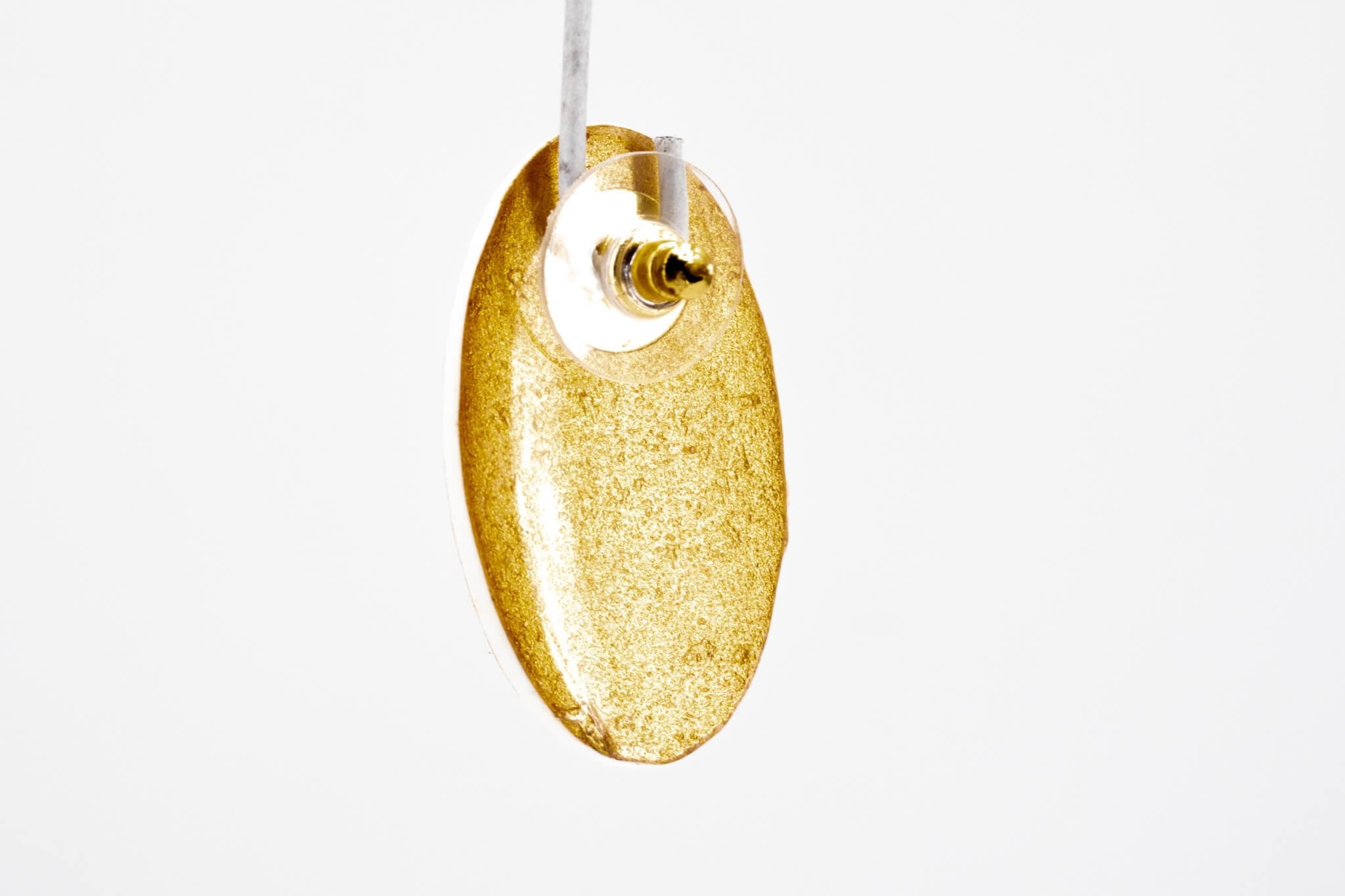 Gold Polka Dot Oval Earrings - Pearl Moon Creations
