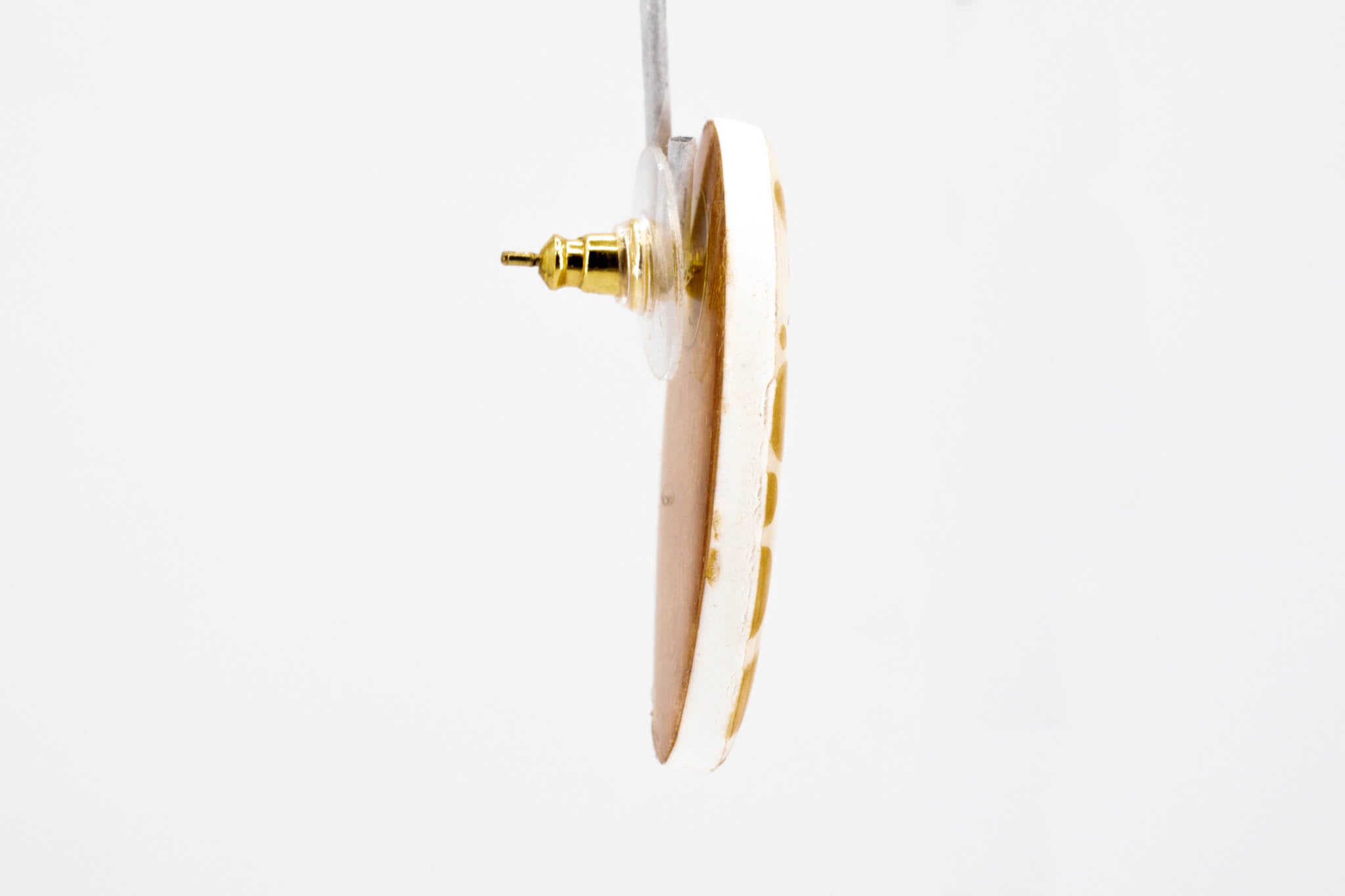 Gold Polka Dot Oval Earrings - Pearl Moon Creations