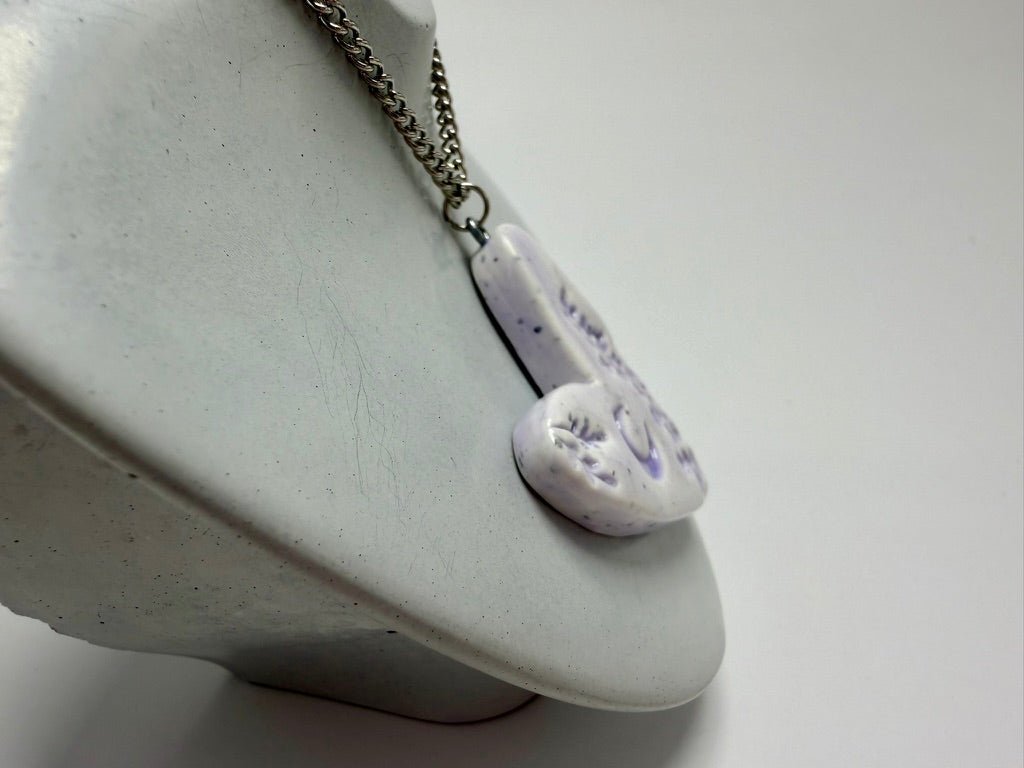 Lavender Heart Clay Pendant Necklace - Pearl Moon Creations