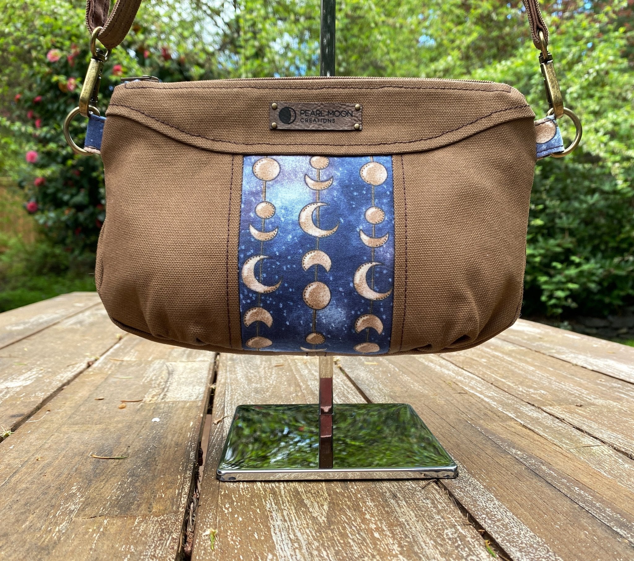 Moon Phases Brown Mini Crossbody Bag - Pearl Moon Creations