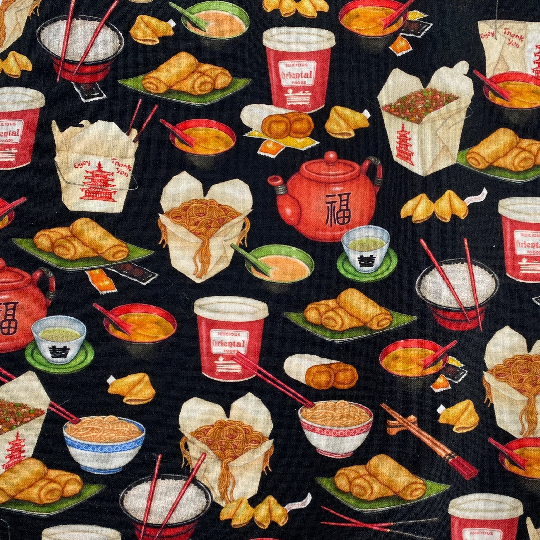 Noodle Take out on Black Fabric - Pearl Moon Creations