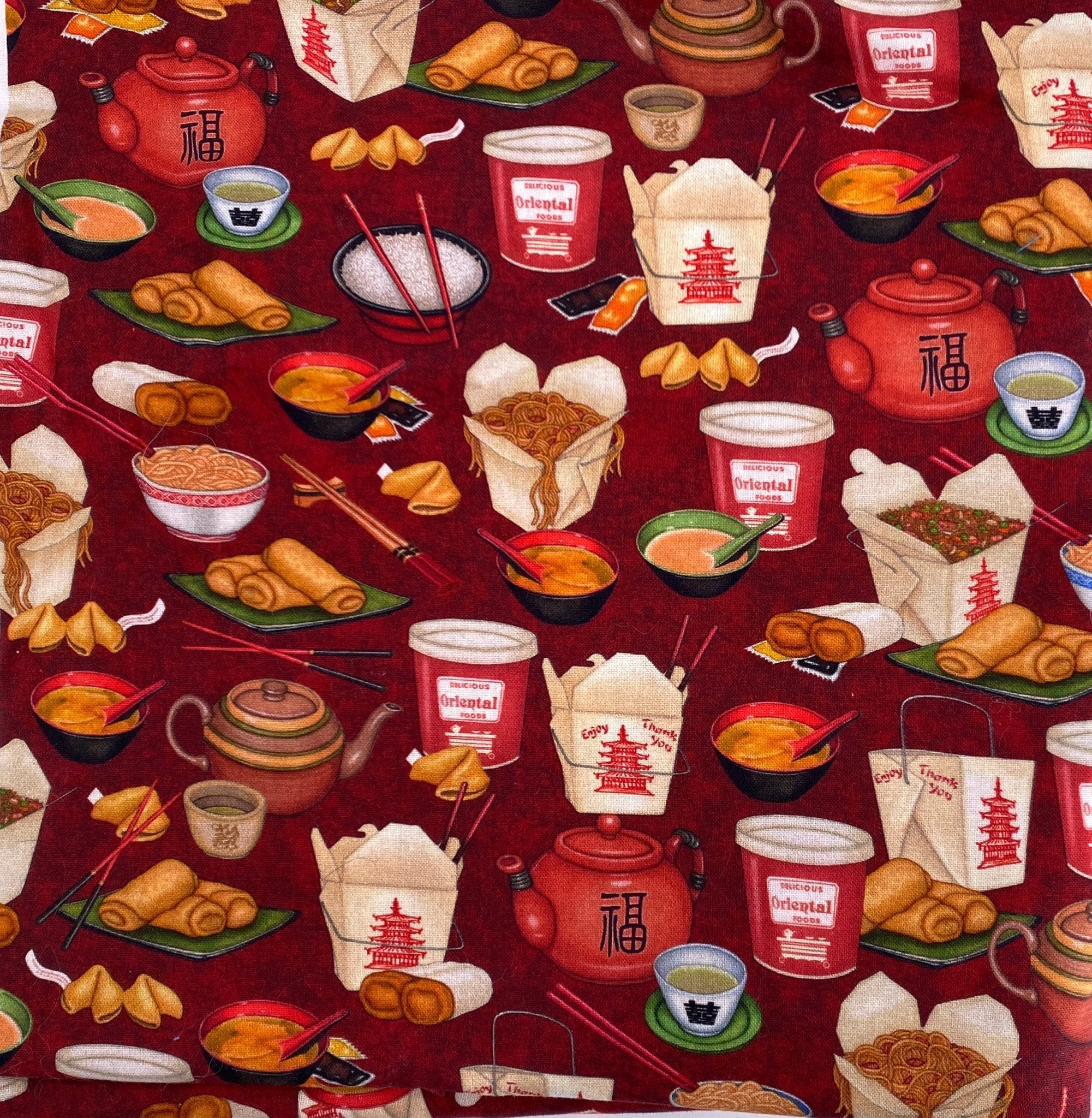 Noodle Take out on Red Fabric - Pearl Moon Creations