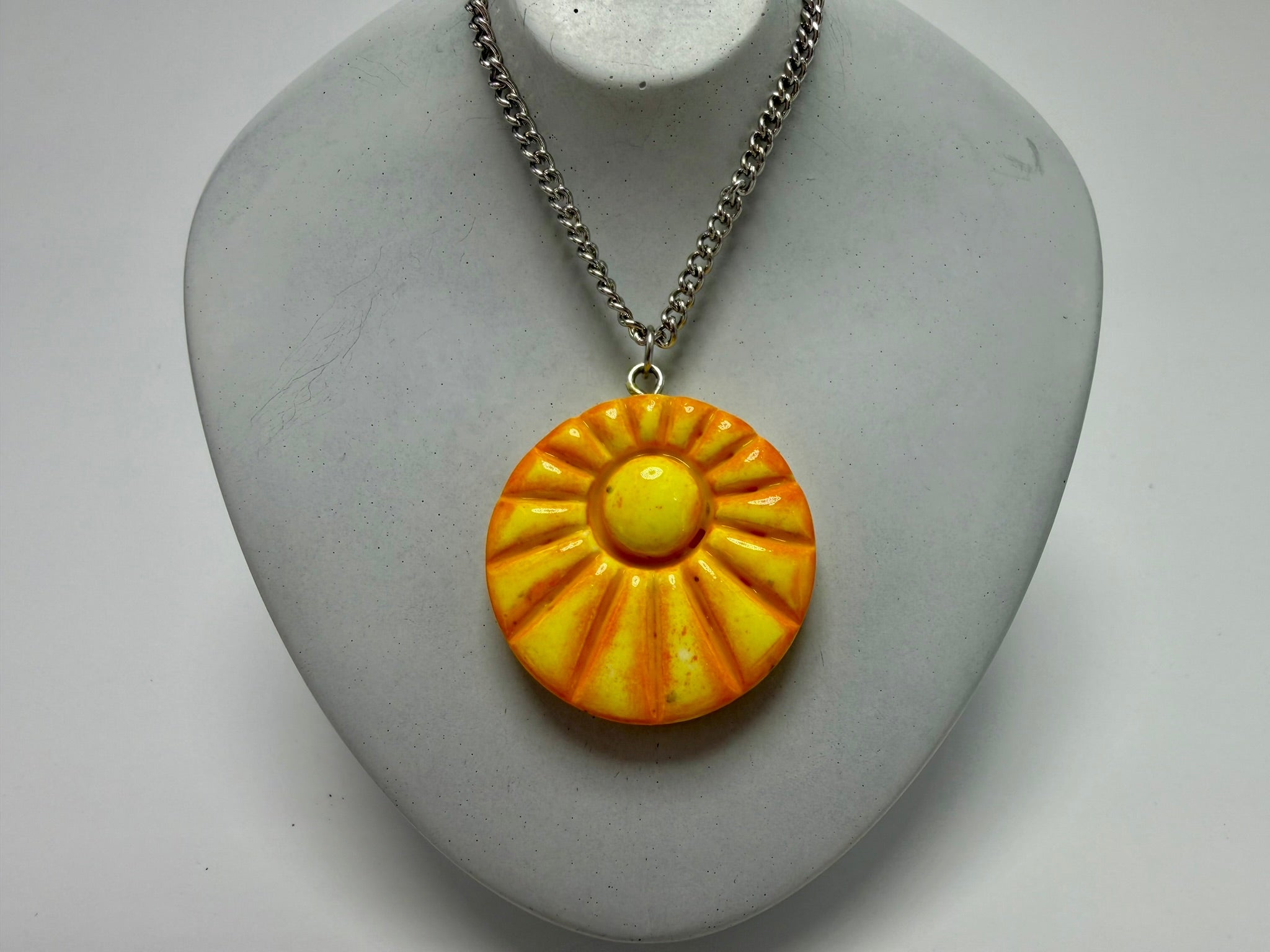 Orange and Yellow Sun Pendant Necklace - Pearl Moon Creations