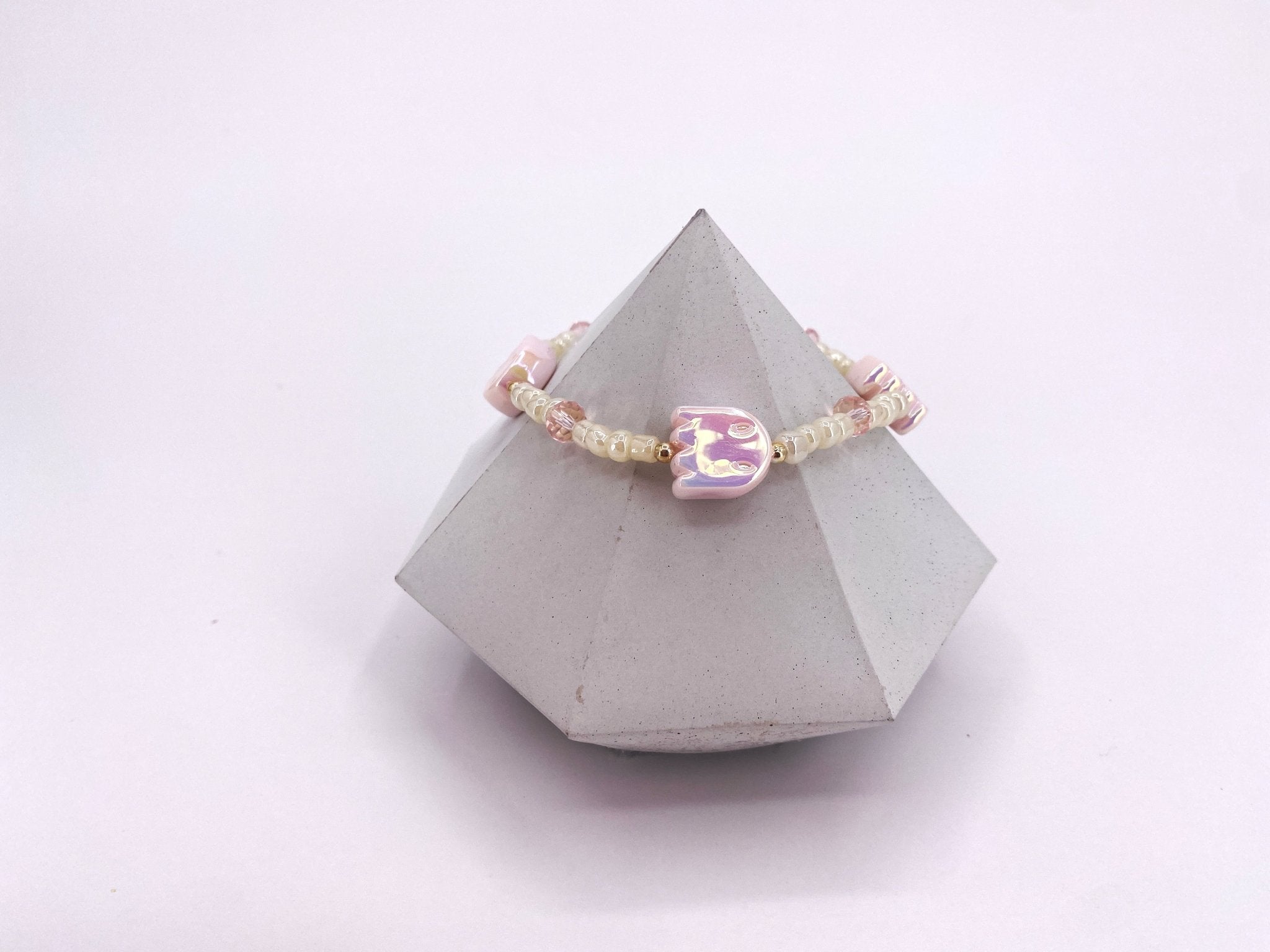 Pink Ghost Stretch Bracelet - Pearl Moon Creations