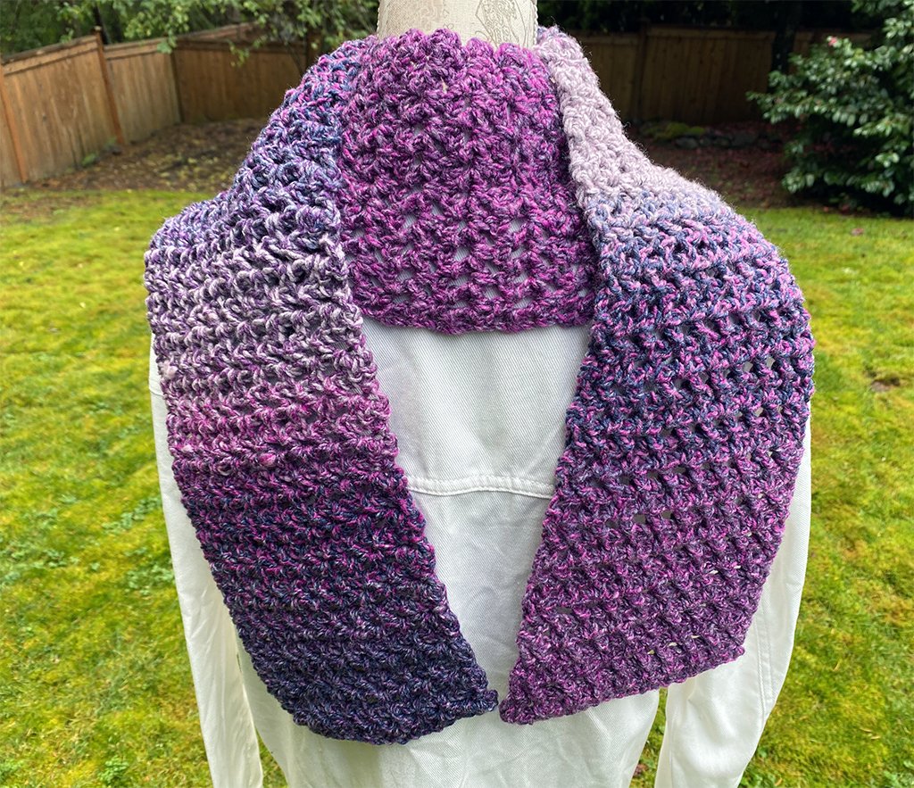 Purple Crochet Scarf - Pearl Moon Creations