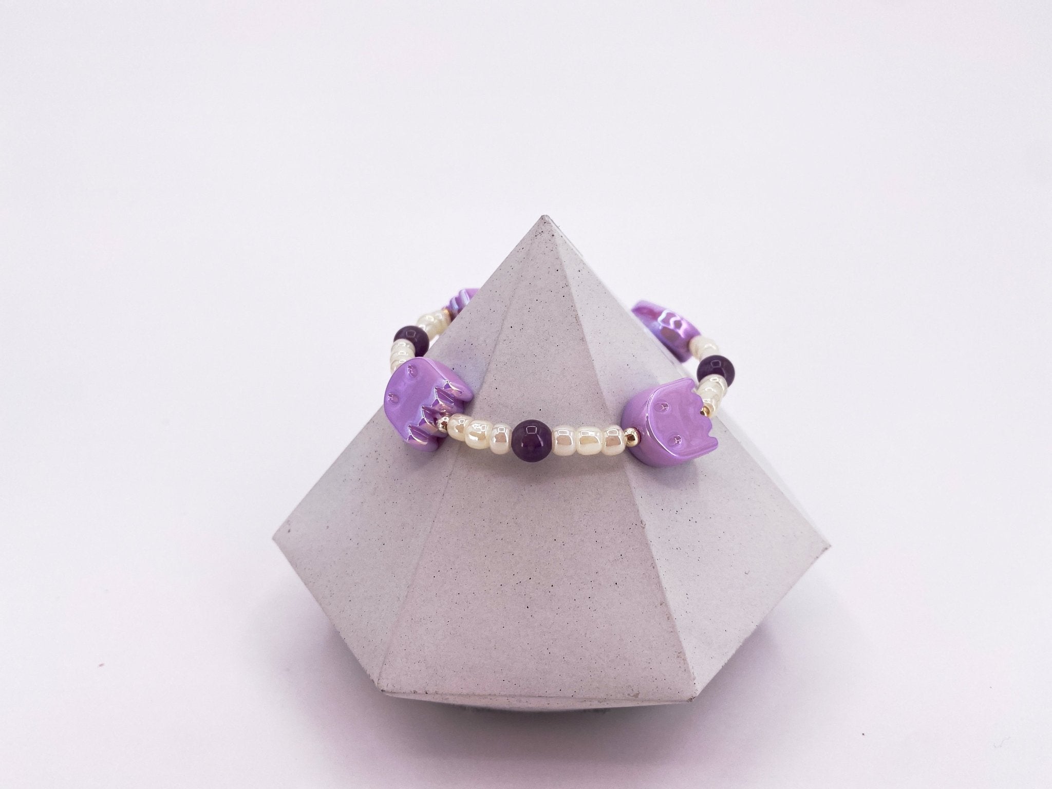 Purple Ghost Stretch Bracelet - Pearl Moon Creations