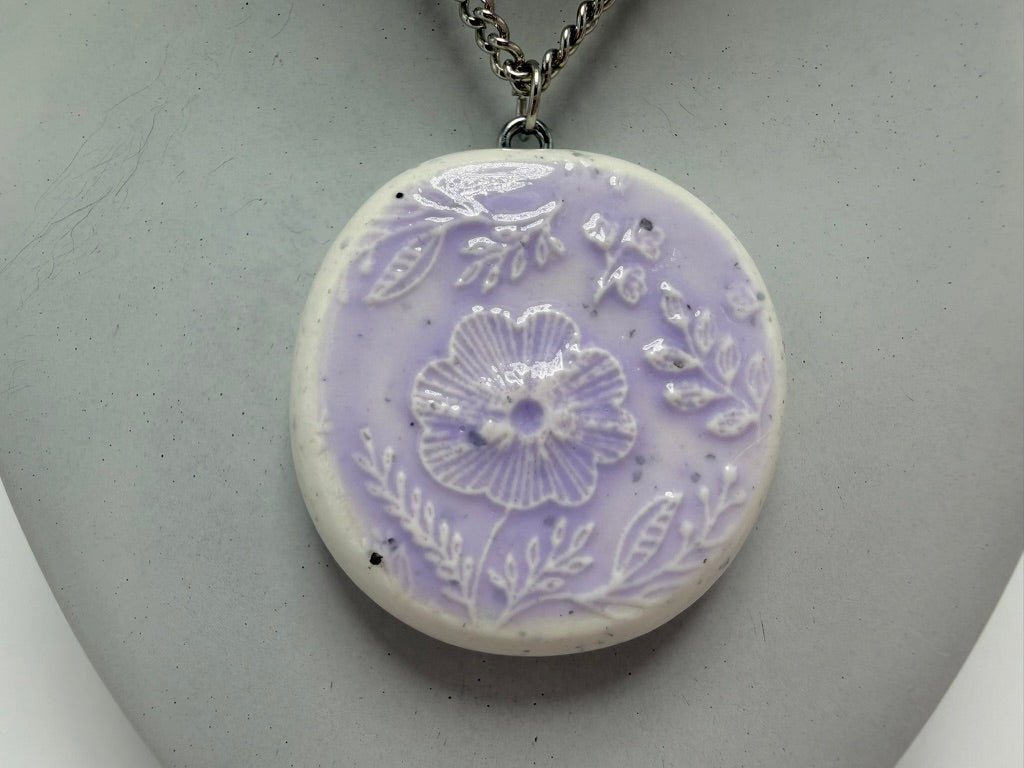 Purple Lacey Wildflower Pendant Necklace - Pearl Moon Creations