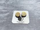 Round White and Gold Polka Dot Earrings - Pearl Moon Creations