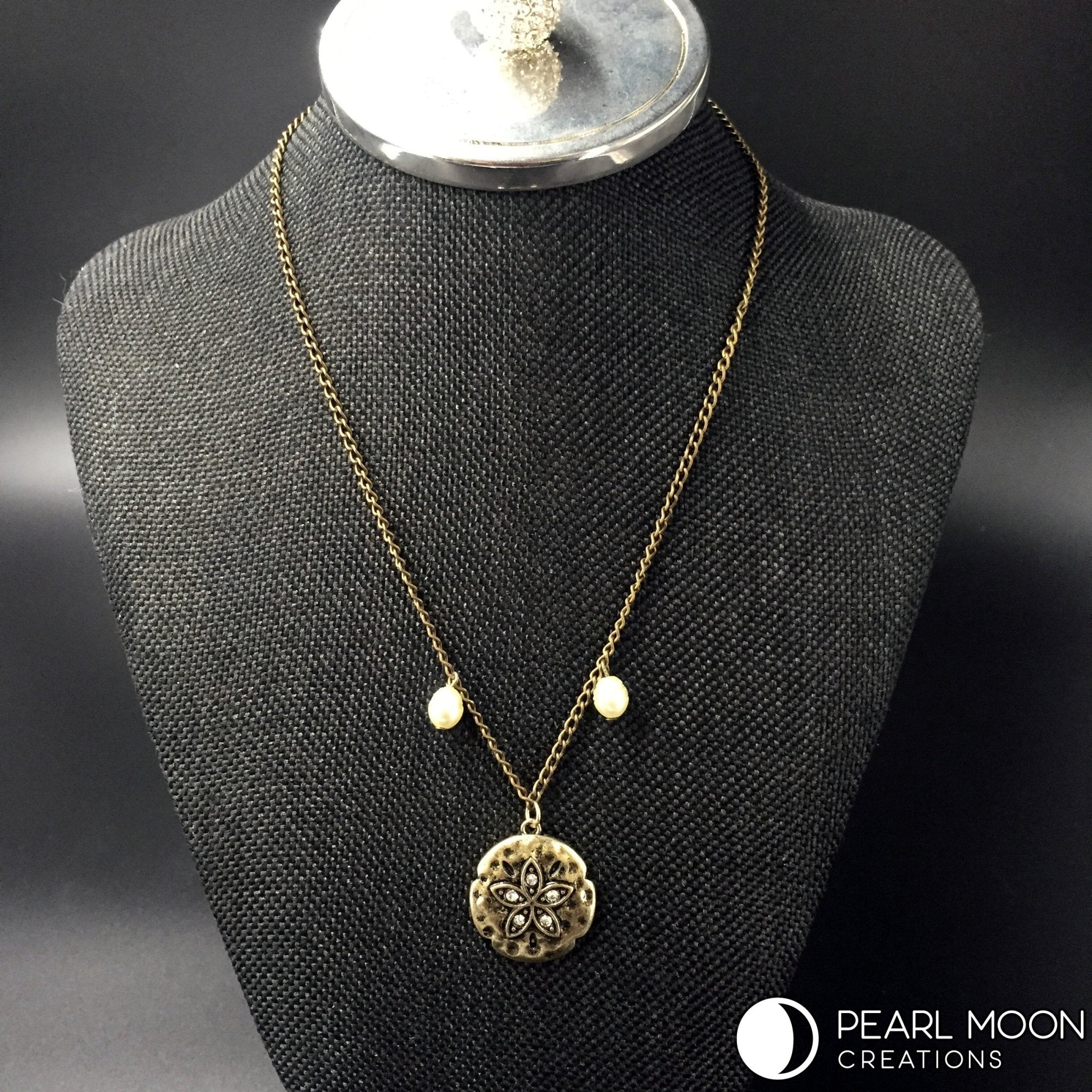 Sand Dollar with Pearls Necklace - Pearl Moon Creations