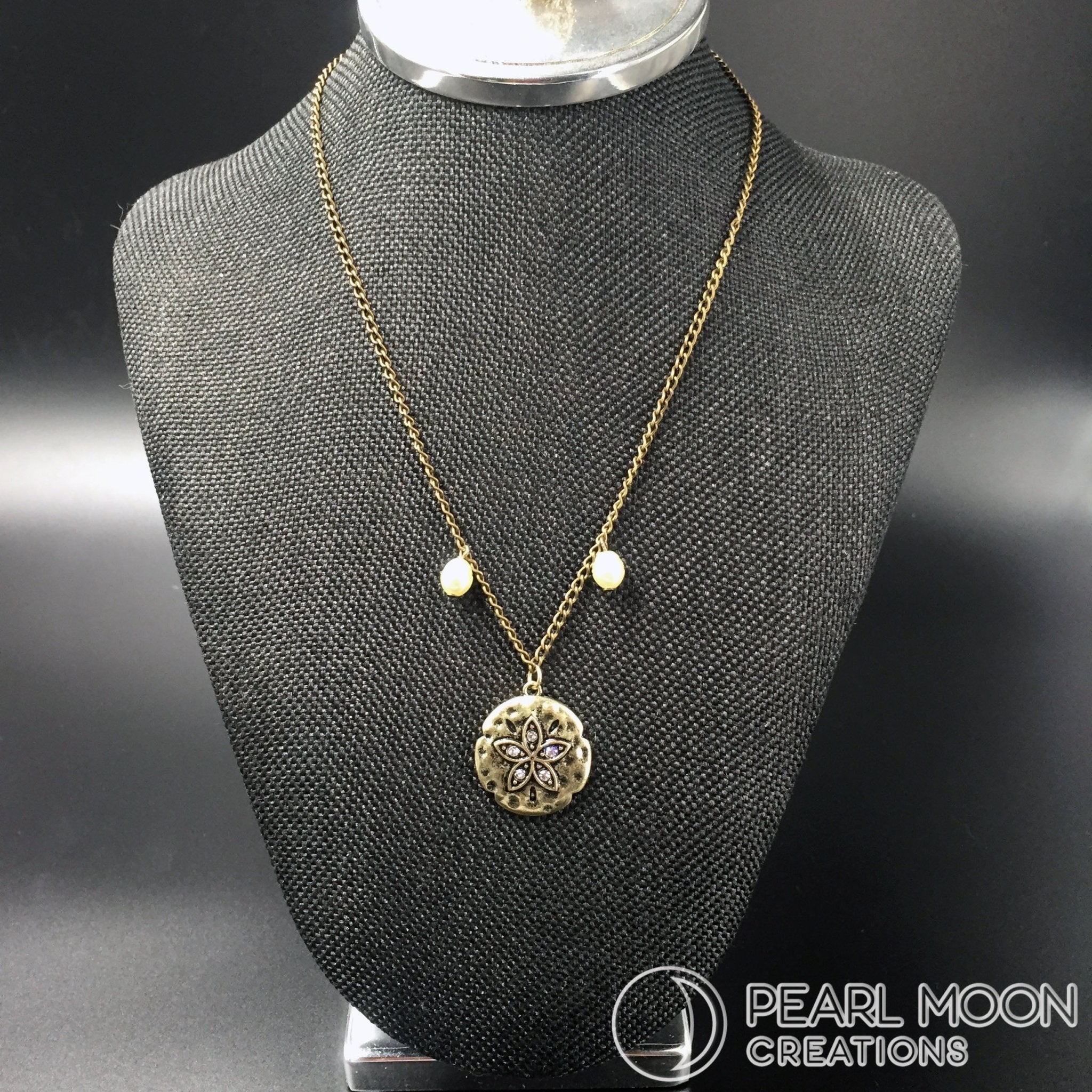 Sand Dollar with Pearls Necklace - Pearl Moon Creations