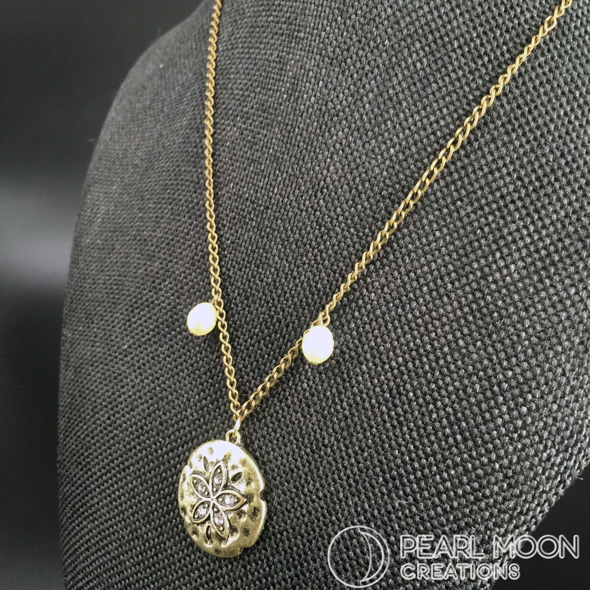 Sand Dollar with Pearls Necklace - Pearl Moon Creations