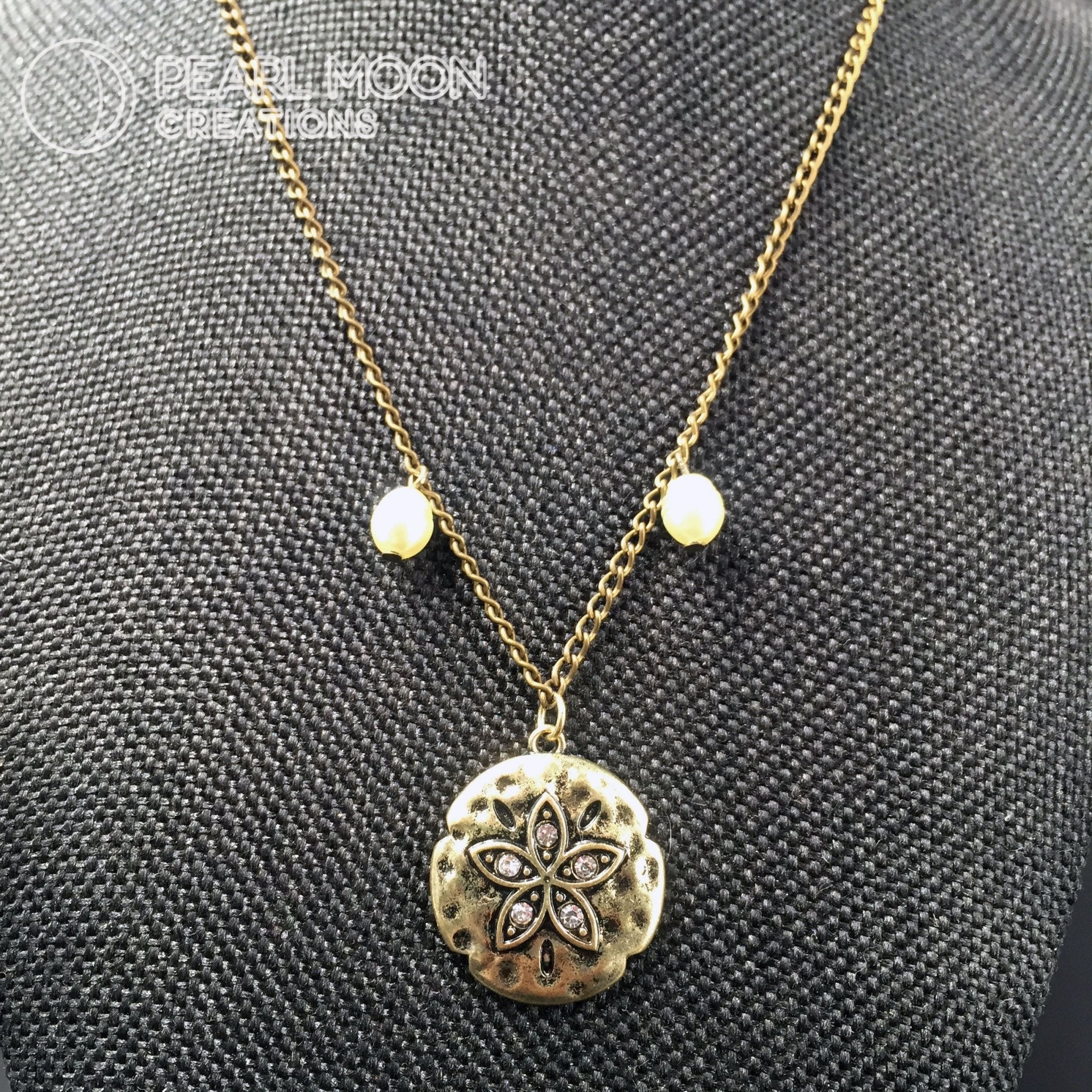 Sand Dollar with Pearls Necklace - Pearl Moon Creations