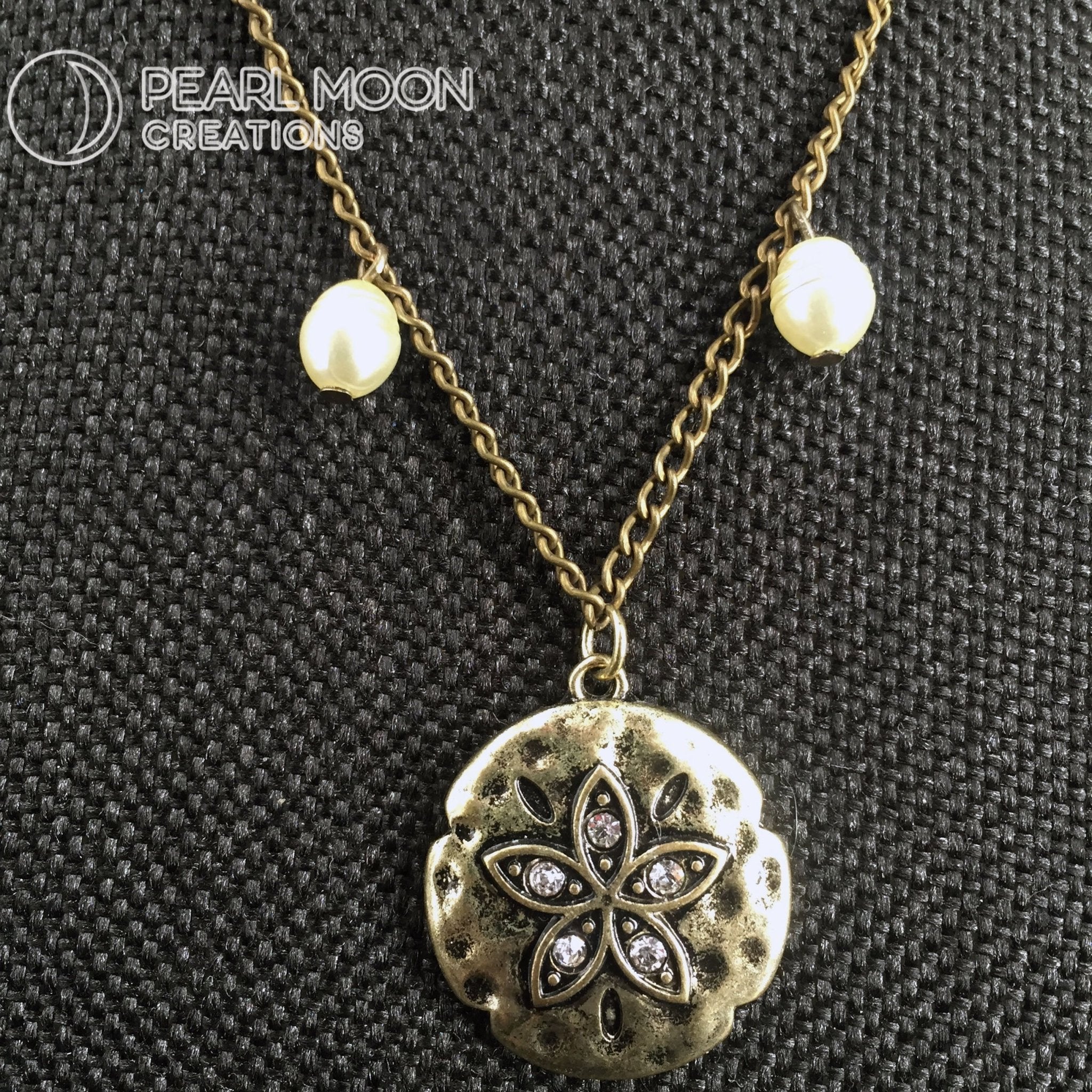 Sand Dollar with Pearls Necklace - Pearl Moon Creations