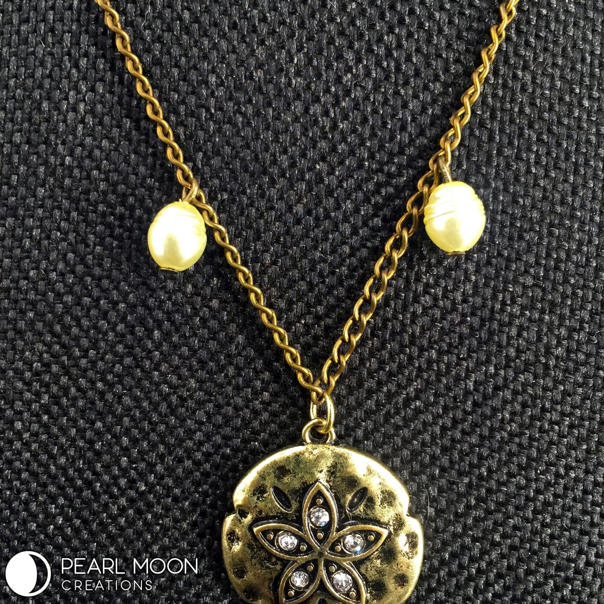 Sand Dollar with Pearls Necklace - Pearl Moon Creations