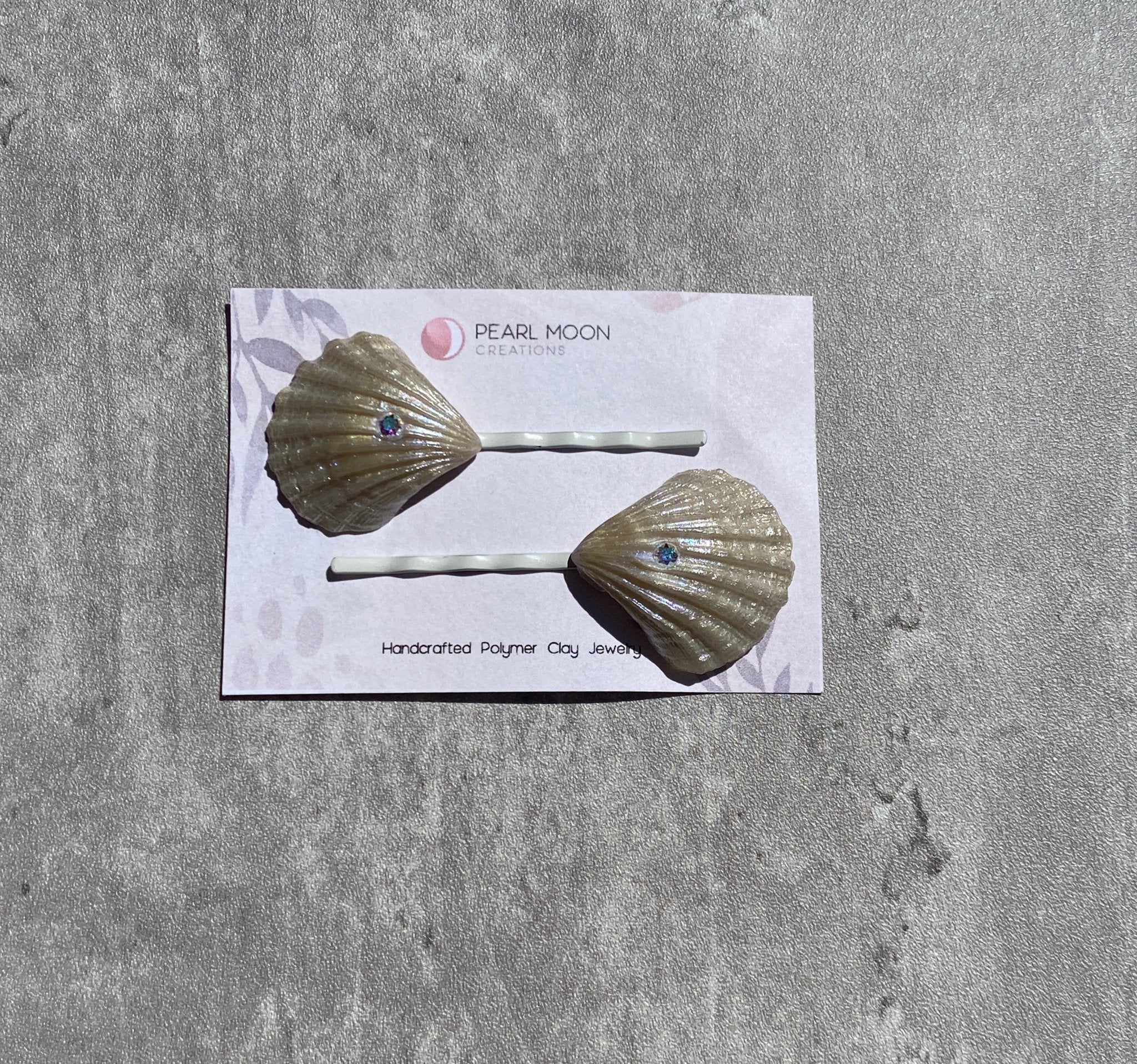 Scallop Shell Bobby Pin Barrettes - Pearl Moon Creations