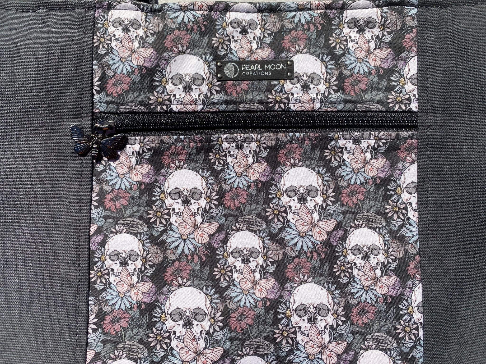 Skull and Moth Pelican Tote - Pearl Moon Creations